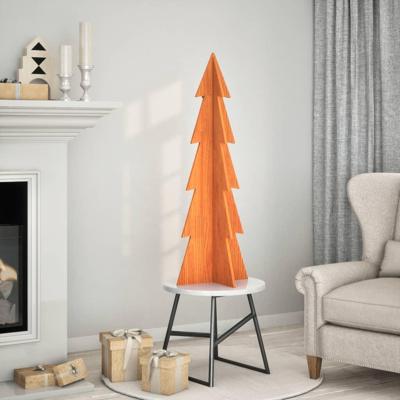 VidaXL Kerstdecoratie kerstboom 112 cm massief grenenhout wasbruin VidaXL Kerstdecoratie kerstboom 112 cm massief grenenhout wasbruin