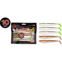 Quantum 10cm Q-Paddler Pack Clear: 3x salt & pepper UV-tail + 2x sand goby - thumbnail