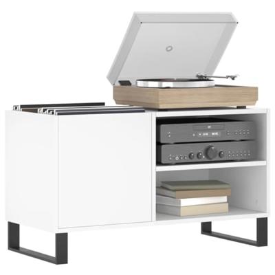 Platenkast 85x38x48 cm bewerkt hout wit - thumbnail