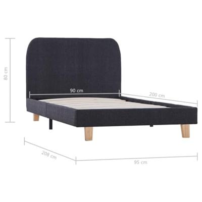 vidaXL Bedframe stof donkergrijs 90x200 cm