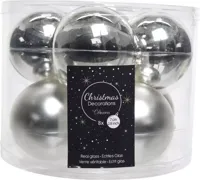 Decoris kerstballen Glas 8st zilver 7cm - thumbnail