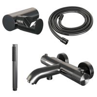 Brauer Gunmetal Carving Badkraan - douchegarnituur - handdouche staaf 1 stand - carving knop - PVD - geborsteld gunmetal 5-GM-246 - thumbnail