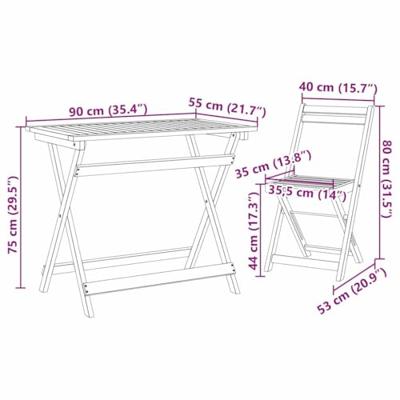 Bistroset 5 pcs Bruin Massief acaciahout