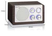 Roadstar HRA-1245 Retro Radio met FM en MW Tuner (telescopische antenne, werkt op batterijen), bruin/zilver, hout - thumbnail