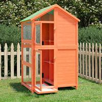vidaXL Volière 97x81x152 cm massief grenenhout bruin, vogelkooi, vogelvolière, papegaaienhuis, vogelhuis, vogelhuisje voor tuin, buitenvolière - thumbnail