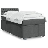 Boxspring met matras stof donkergrijs 90x200 cm - thumbnail