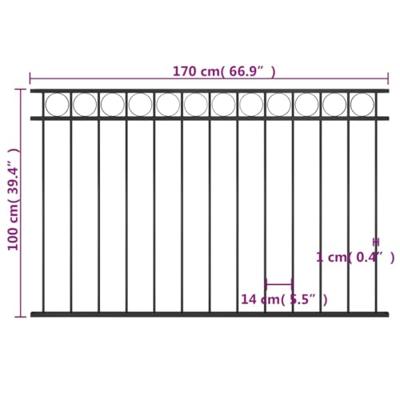 VidaXL Schuttingpaneel 1,7x1 m staal zwart