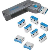 LogiLink AU0045 USB-A-poortslot Set van 8 stuks Zilver, Blauw Incl. 1 sleutel - thumbnail