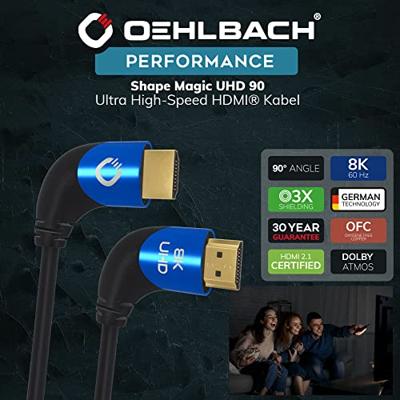 Oehlbach: Ultra high-speed HDMI kabel 90°-stekker - 3M - Zwart