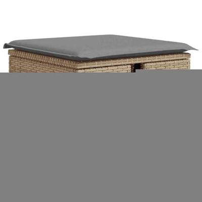 6-delige Loungeset met kussens poly rattan acacia beige