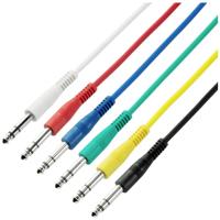 Adam Hall K3BVV0015SET Jackplug Audio Aansluitkabel [6x Jackplug male 6,3 mm (stereo) - 6x Jackplug male 6,3 mm (stereo)] 0.15 m Wit, Rood, Blauw, Groen, Geel, - thumbnail
