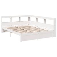 Bed met boekenkast zonder matras grenenhout wit 140x190 cm - thumbnail