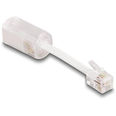 Delock Snoerontwarder Adapter [1x RJ10-stekker 4p4c - 1x RJ10-bus 4p4c] 0.03 m Transparant, Wit