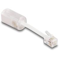 Delock Snoerontwarder Adapter [1x RJ10-stekker 4p4c - 1x RJ10-bus 4p4c] 0.03 m Transparant, Wit - thumbnail