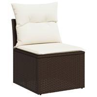 6-delige Loungeset met kussens poly rattan bruin - thumbnail