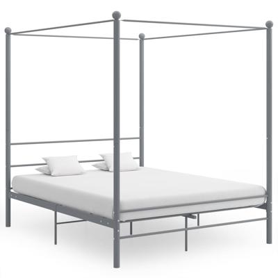 Hemelbedframe metaal grijs 160x200 cm Hemelbedframe metaal grijs 160x200 cm