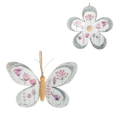 Hanger Flowery metaal 8 cm 2 assorti | 12 stuks
