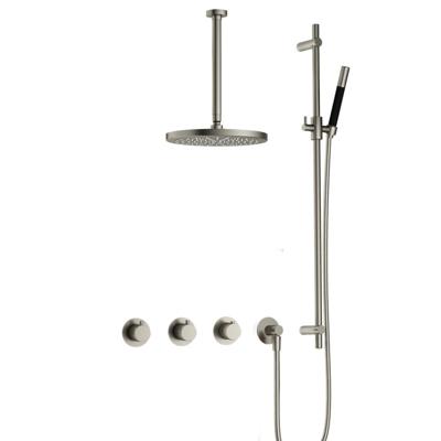 Hotbath Cobber - CB7067 - Inbouw Regendoucheset - Geborsteld Nikkel - 2 Stopkranen - Thermostatisch - Plafondbuis 30 cm - Hoofddouche 300 mm - Staafhanddouche - Glijstang 900 mm - met M106 - Waterbesparend