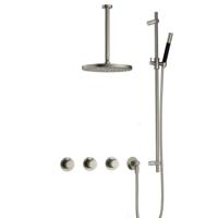Hotbath Cobber - CB7067 - Inbouw Regendoucheset - Geborsteld Nikkel - 2 Stopkranen - Thermostatisch - Plafondbuis 30 cm - Hoofddouche 300 mm - Staafhanddouche - Glijstang 900 mm - met M106 - Waterbesparend - thumbnail