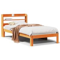 Bedframe zonder matras massief grenenhout wasbruin 75x190 cm - thumbnail