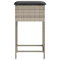 Tuinbarkrukken met kussens 2 st poly rattan lichtgrijs - thumbnail