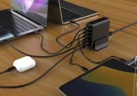 USB snellader 2xA, 4xC 75W Power Delivery zwart - thumbnail