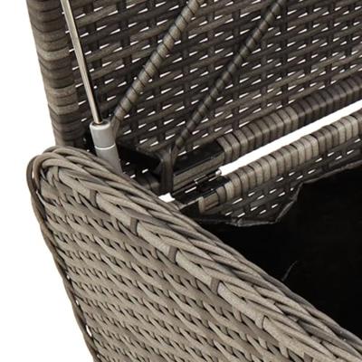 Opbergbankje met kussen 115x51x52 cm poly rattan grijs
