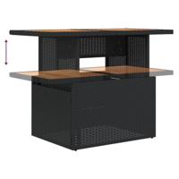 Tuintafel 100x55x73 cm poly rattan en acaciahout zwart - thumbnail