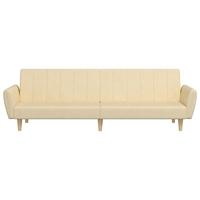 Slaapbank 2-zits stof crèmekleurig - thumbnail