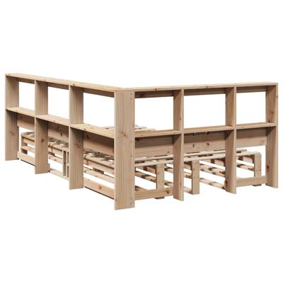 Bed met boekenkast zonder matras massief grenenhout 135x190 cm - thumbnail