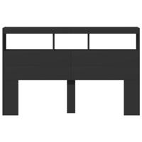 Hoofdbordkast met LED-verlichting 160x17x102 cm zwart - thumbnail