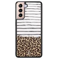 Samsung Galaxy S21 Plus glazen hardcase - Leopard lines - thumbnail