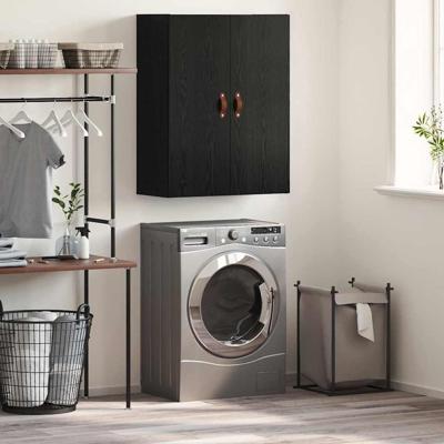 Wandkast Zwart 69.5 x 34 x 90 cm Bewerkt hout