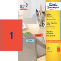 Etiket Avery Zweckform 3470 210x297mm A4 rood 100stuks - thumbnail
