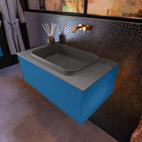 Badkamermeubelset Mondiaz Erin 80 cm met 1 Lade met RIDGE Wastafel Midden Dark grey Zonder Kraangaten Greeploos Mat Jeans - thumbnail