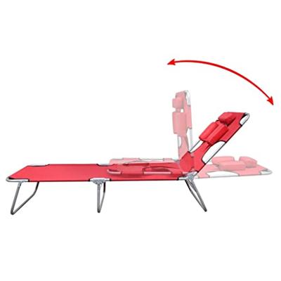 Ligbed inklapbaar met hoofdkussen gepoedercoat staal rood - thumbnail