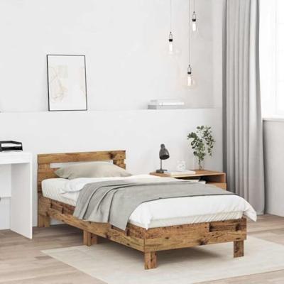 Bedframe met hoofdeinde Oudhout 203 x 95 x 70 cm Bewerkt hout