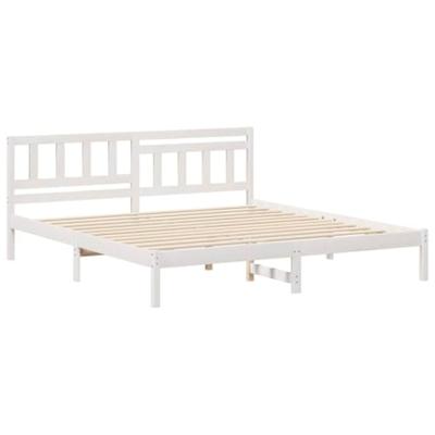Bedframe met hoofdeinde Wit 200 x 200 cm Massief grenenhout Bedframe met hoofdeinde Wit 200 x 200 cm Massief grenenhout