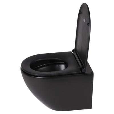 Wandtoilet Differnz Rimless 49x36x37 cm Inclusief Toiletbril Zwart Differnz Wandtoilet Differnz Rimless 49x36x37 cm Inclusief Toiletbril Zwart Differnz