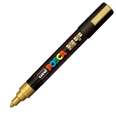 Uni-Posca Posca marker, afm pc-5m, lijndikte 2,5 mm, medium, goud, 1 stuk