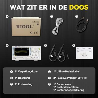 Rigol DS1102Z-E Digitale oscilloscoop 100 MHz 2-kanaals 1 GSa/s 24 Mpts 8 Bit Digitaal geheugen (DSO) 1 stuk(s)