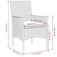 3-delige Tuinset met kussens poly rattan en glas grijs - thumbnail