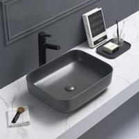 Waskom Sanilux Minerva Color Line 50x39x13 cm Inclusief Click Waste Mat Antraciet - thumbnail