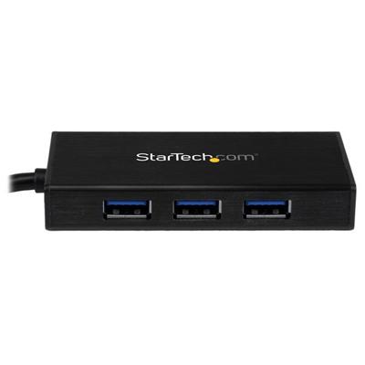StarTech.com 3-poorts draagbare USB 3.0-hub plus Gigabit Ethernet - aluminium met geintegreerde kabel