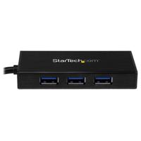 StarTech.com 3-poorts draagbare USB 3.0-hub plus Gigabit Ethernet - aluminium met geintegreerde kabel - thumbnail