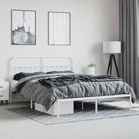 Bedframe met hoofdbord metaal wit 180x200 cm - thumbnail