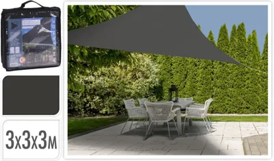 Schaduwdoek driehoek 3x3x3m - donkergrijs Schaduwdoek driehoek 3x3x3m - donkergrijs