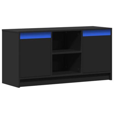 Tv-meubel met LED 100x34x50 cm bewerkt hout zwart
