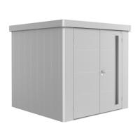 Biohort Neo 2B metalen tuinhuis zilver 236x236 cm met dubbele deur - thumbnail