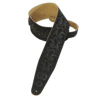 Levys Leathers PMS44T03-BLK lederen gitaarband, paisley, zwart - thumbnail